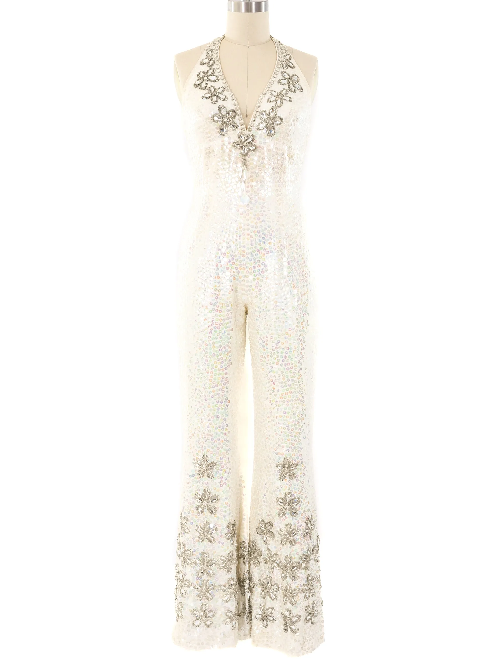 1970's Sequin Embellished Jumpsuit Ensemble