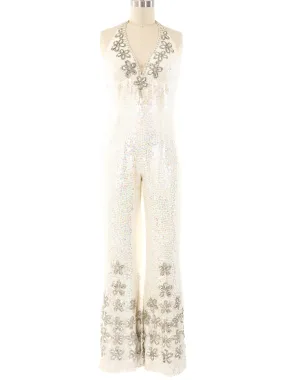 1970's Sequin Embellished Jumpsuit Ensemble