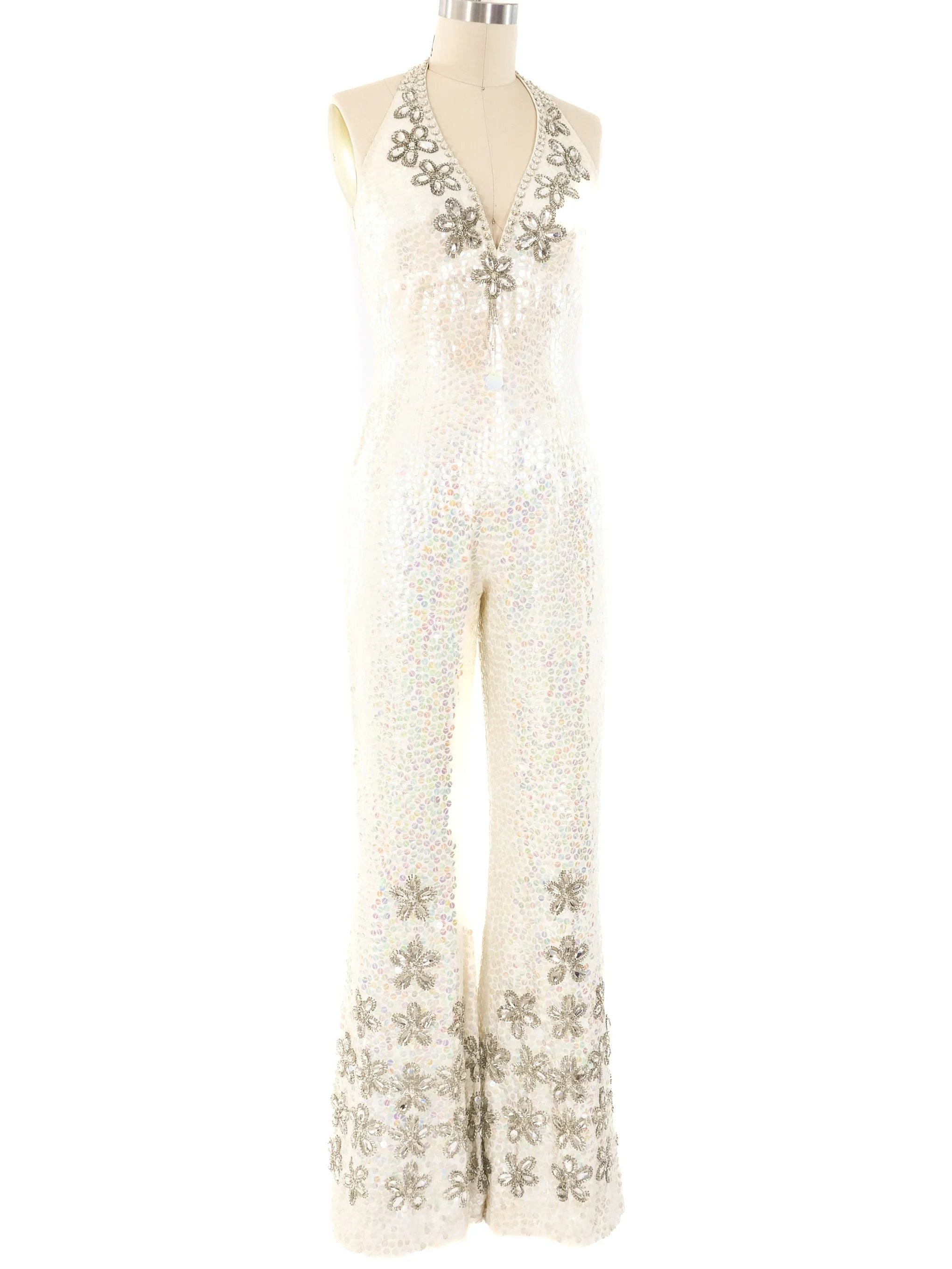 1970's Sequin Embellished Jumpsuit Ensemble