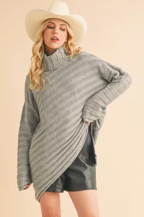 Aemi   Co Asymmetrical Side Slit Turtleneck Sweater