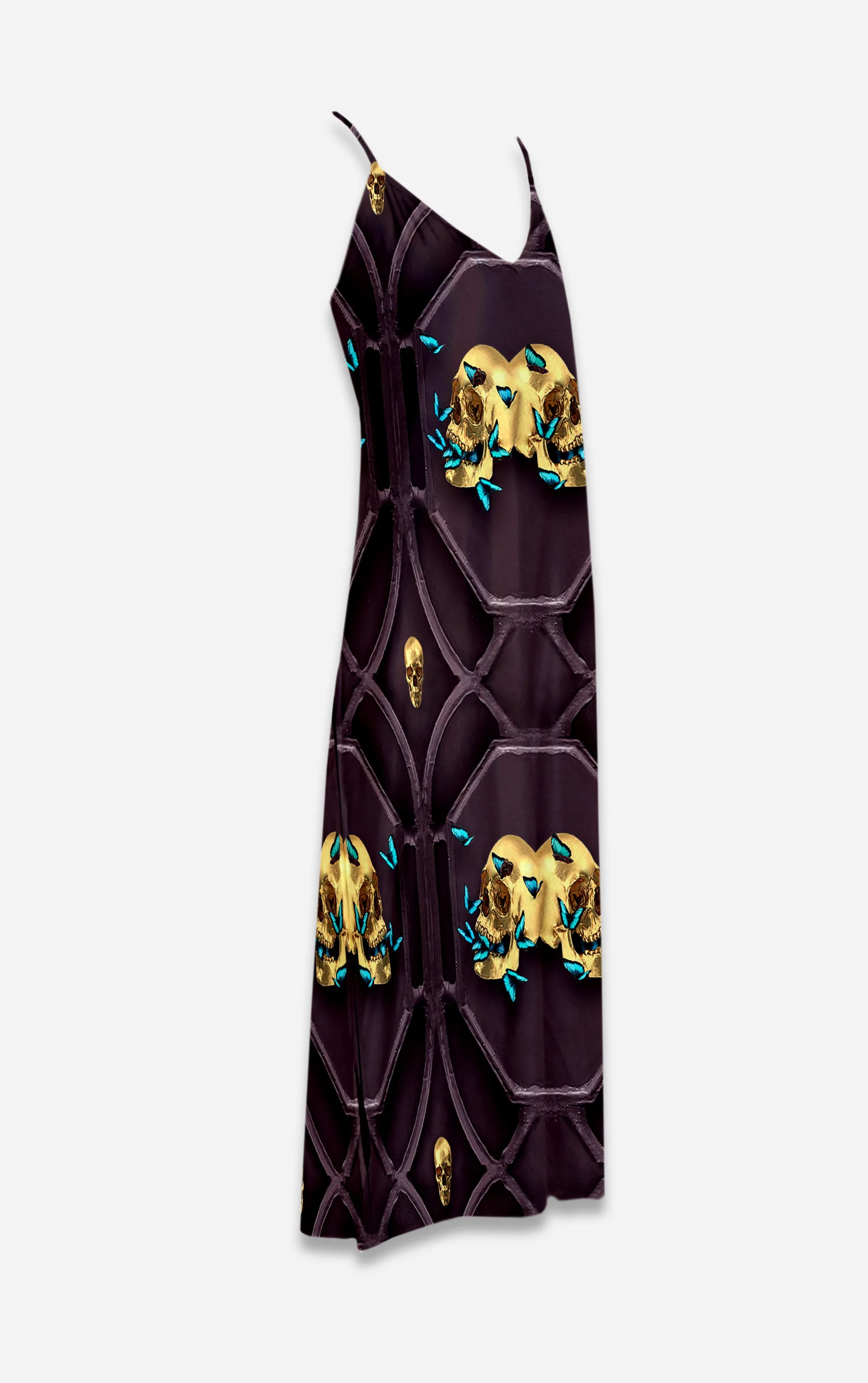 All Saints Breath- 100% Silk Satin French Gothic V Neck Slip Dress Pattern in Muted Eggplant Wine | Le Leanian™