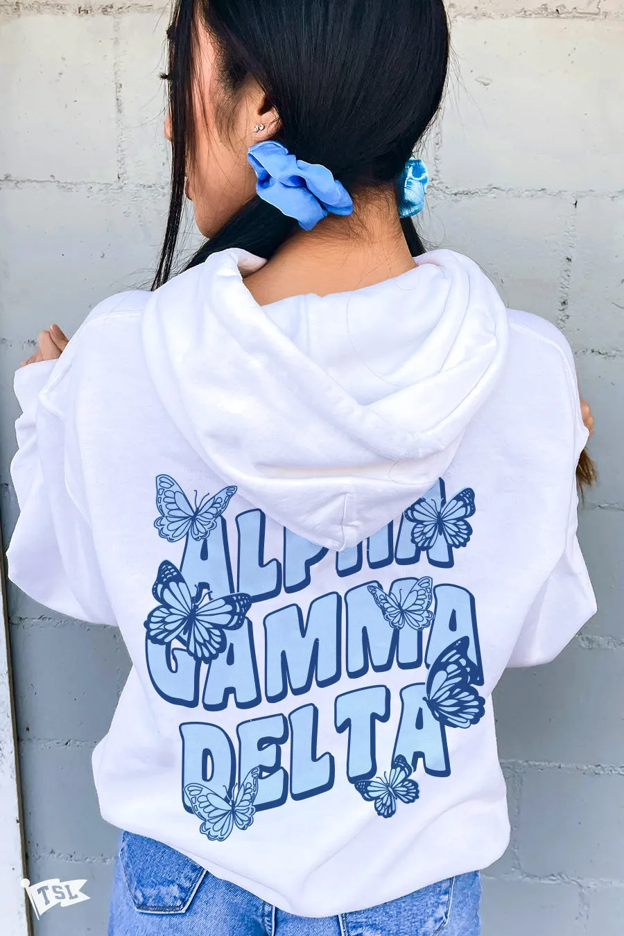 Alpha Gamma Delta Groovy Butterfly Hoodie