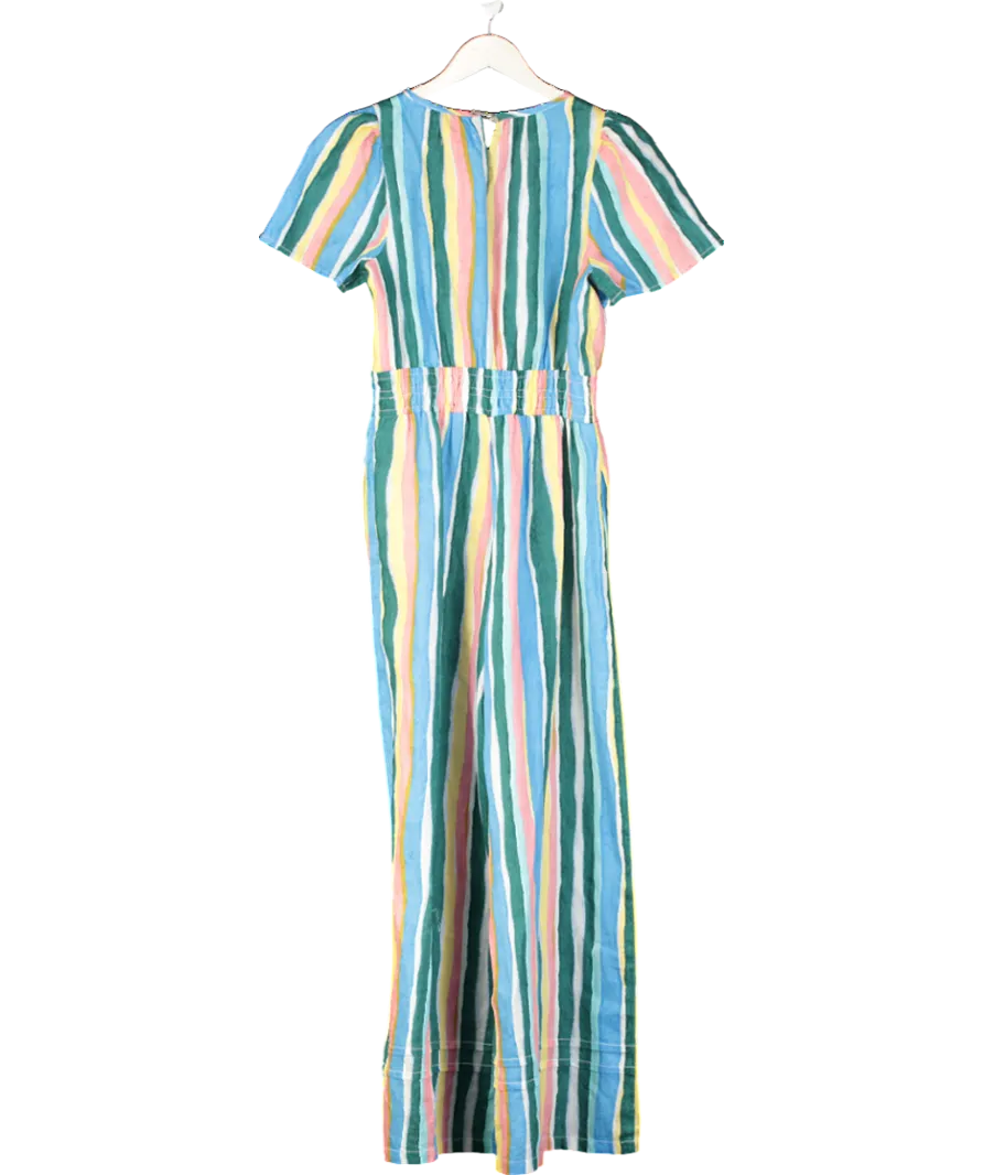 Anthropologie Blue Striped Linen Jumpsuit UK S