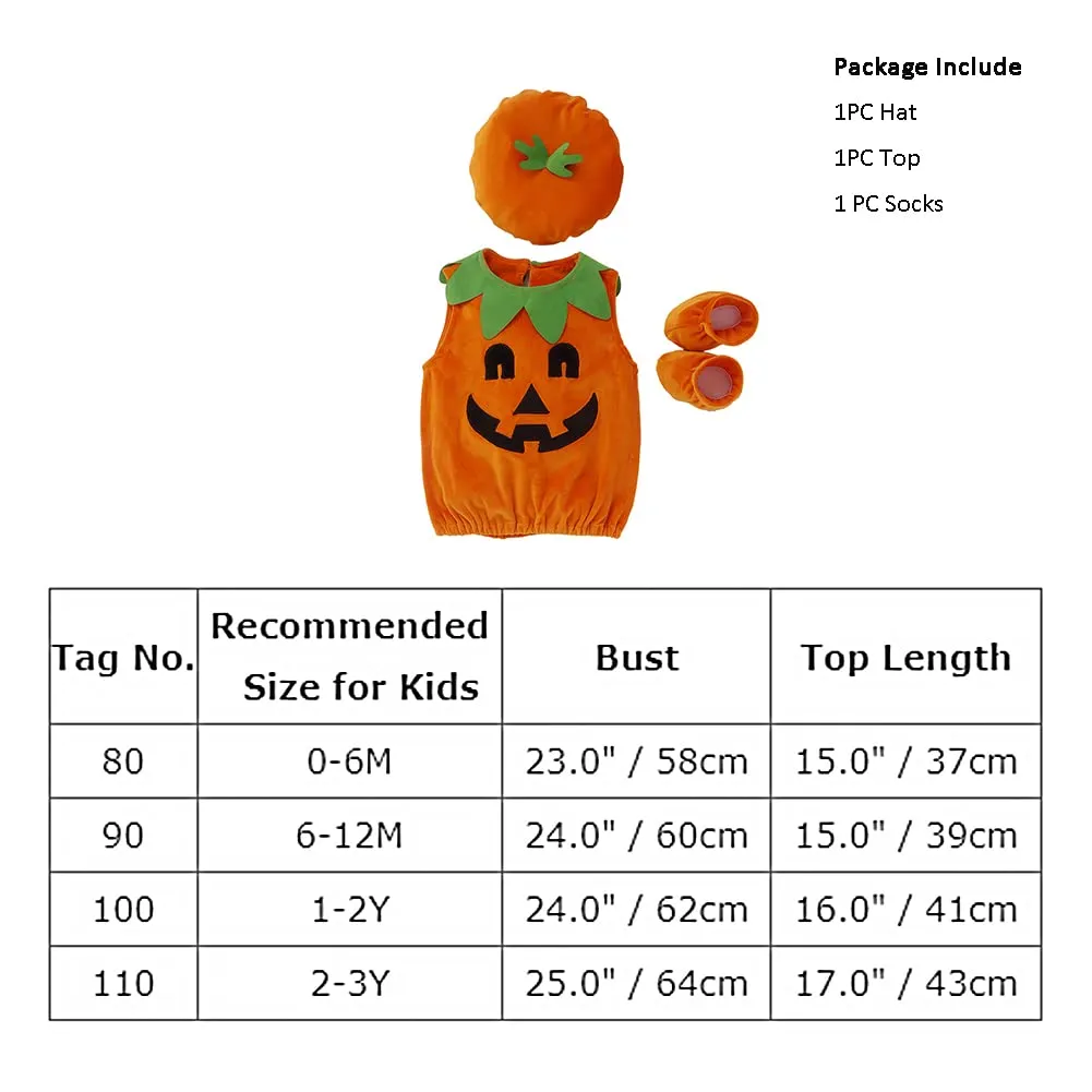 Baby Pumpkin Costume Halloween Costumes: Infant Pumpkins Romper Jumpsuit Bodysuit with Hat Newborn Photography Prop for Boy Girl Fall Themed 1st Birthday Outfits Cake Smash Orange 1-2T