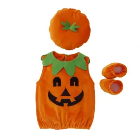 Baby Pumpkin Costume Halloween Costumes: Infant Pumpkins Romper Jumpsuit Bodysuit with Hat Newborn Photography Prop for Boy Girl Fall Themed 1st Birthday Outfits Cake Smash Orange 1-2T