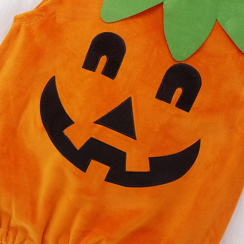 Baby Pumpkin Costume Halloween Costumes: Infant Pumpkins Romper Jumpsuit Bodysuit with Hat Newborn Photography Prop for Boy Girl Fall Themed 1st Birthday Outfits Cake Smash Orange 1-2T