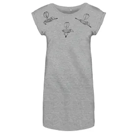 Ballerina foxes flowy t-shirt dress, grey