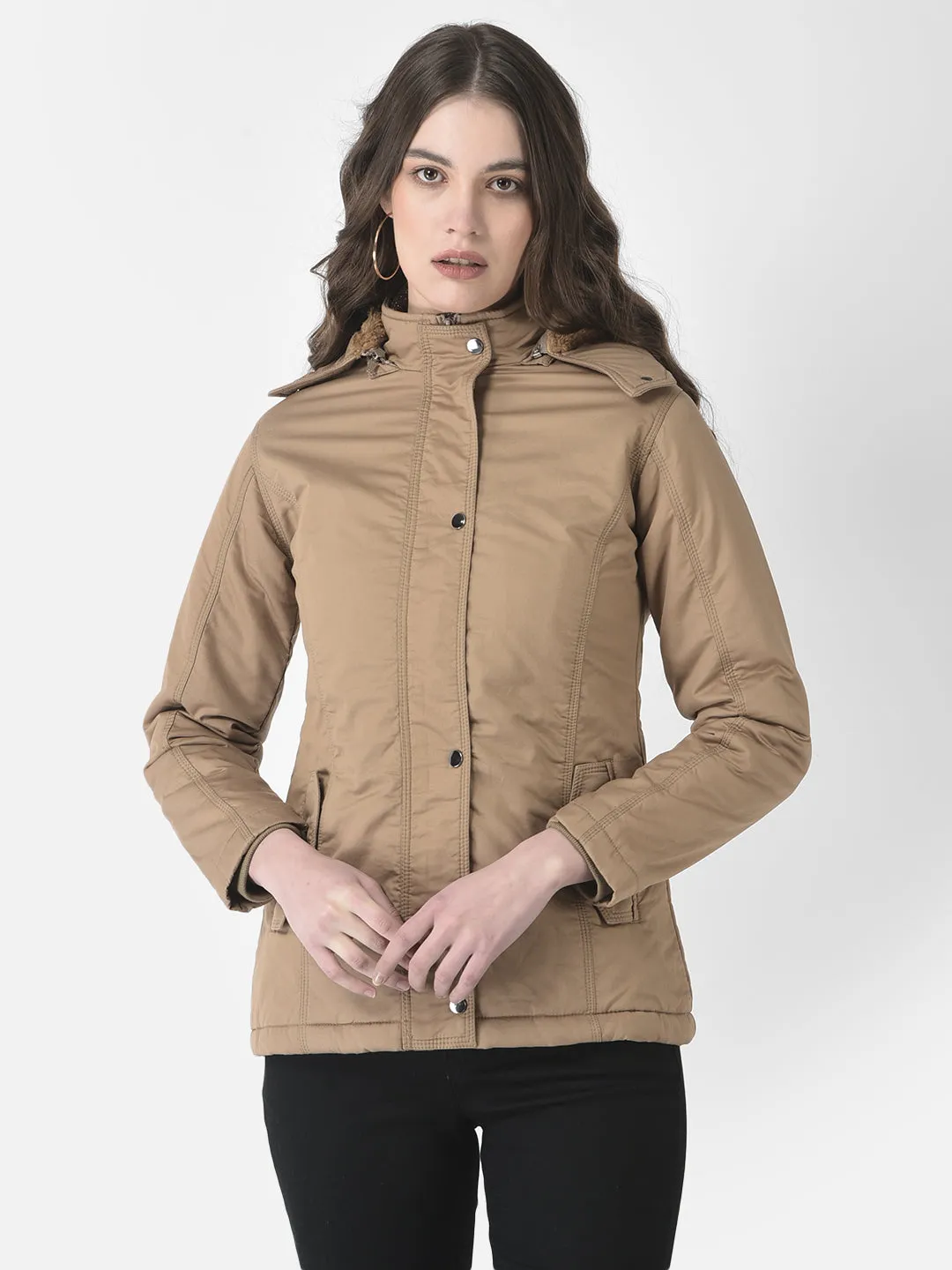 Beige Buttoned Overcoat