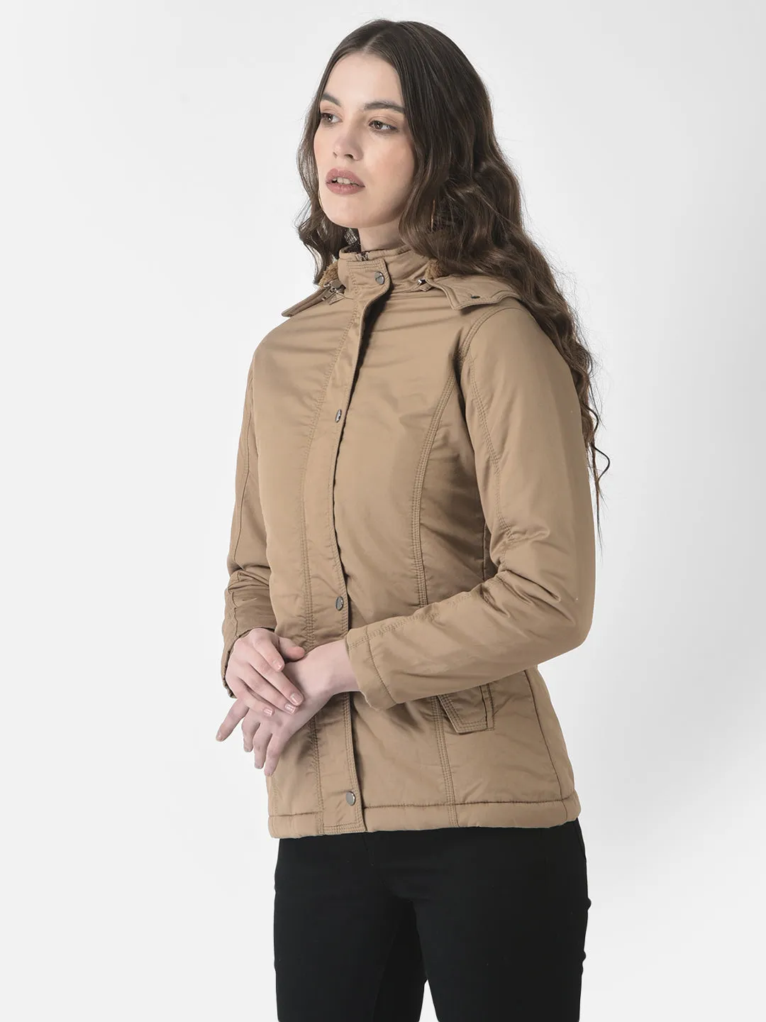 Beige Buttoned Overcoat