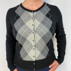 Black & Grey Diamond Cashmere Cardigan Large