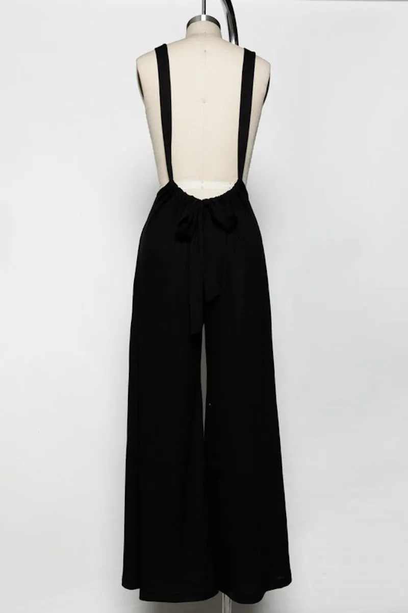Black knit suspender Jumpsuit