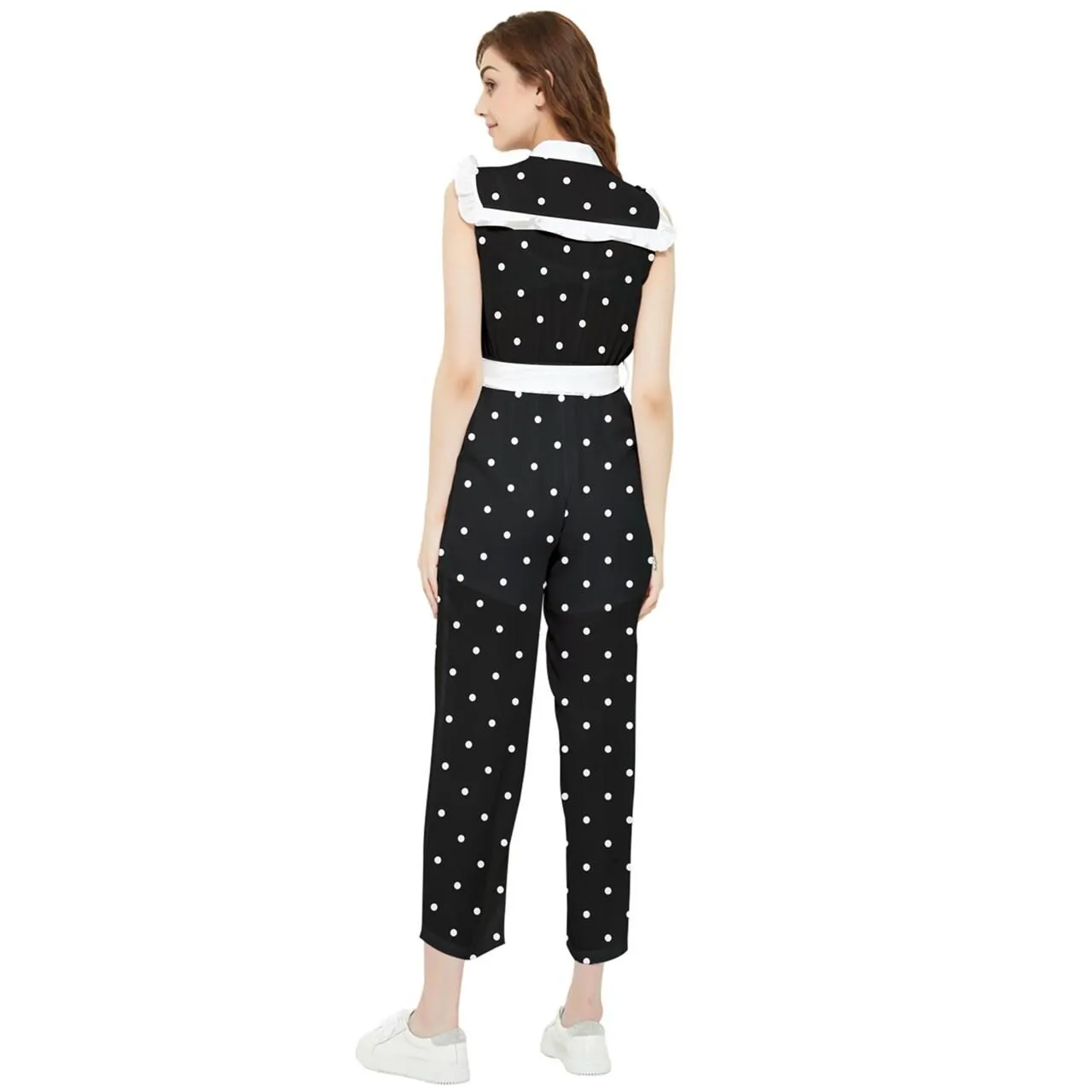 Black Polka Dot Jumpsuit, 80s style Black Jumpsuit,  Vintage Style Pants Overall