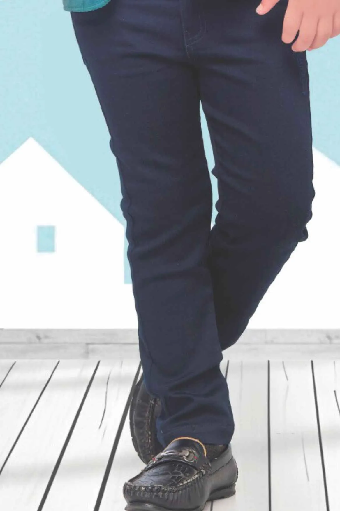 Blue Overcoat With White Shirt And Pant Set For Boys