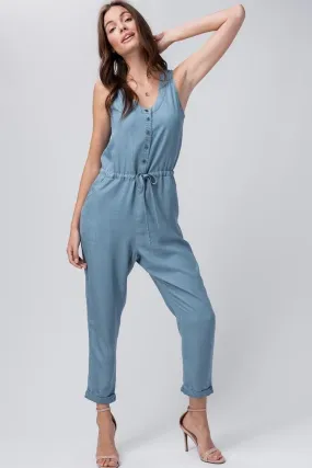 Button Down Chambray Jumpsuit
