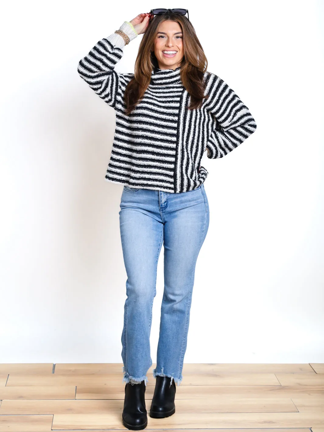 Collected Cutie Turtleneck Striped Sweater- Final Sale