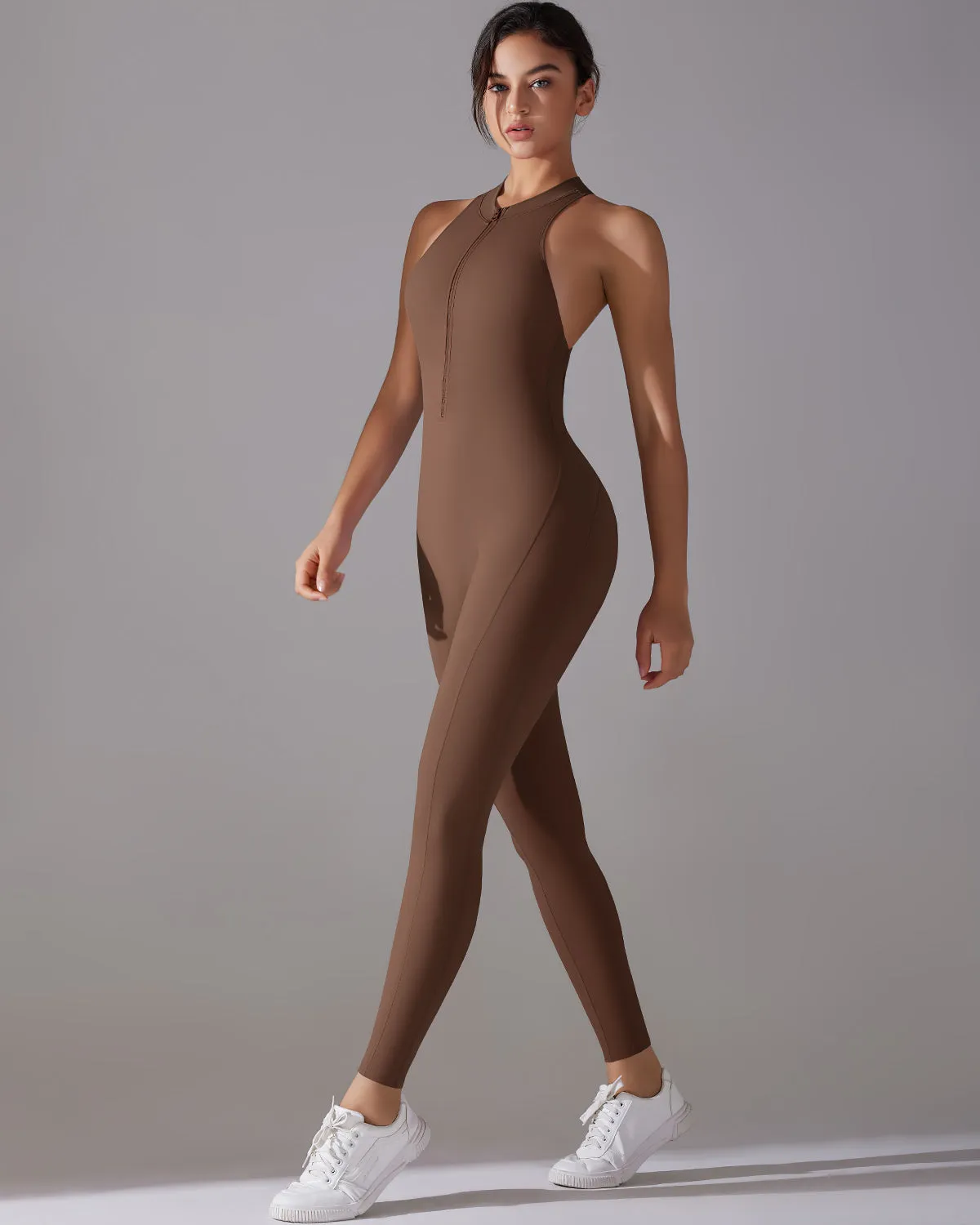 Coralie Seamless Scrunch Jumpsuit - Chocolate