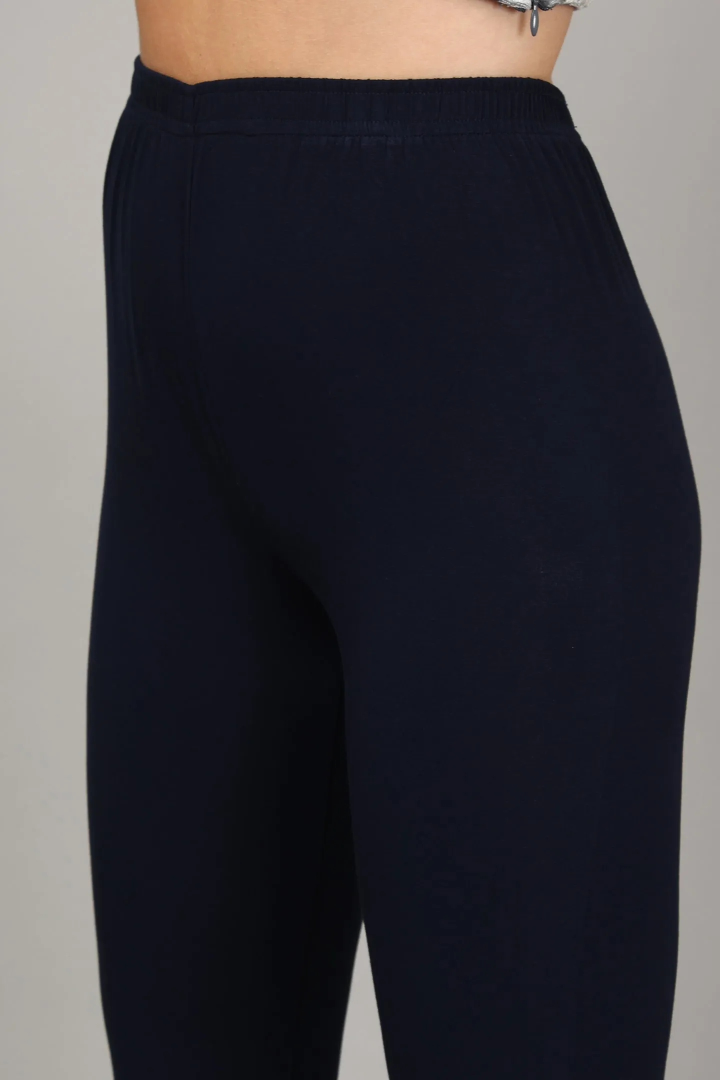 COTTON ANKLE LEGGINGS - NAVY
