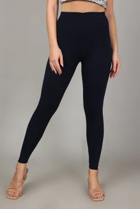 COTTON ANKLE LEGGINGS - NAVY
