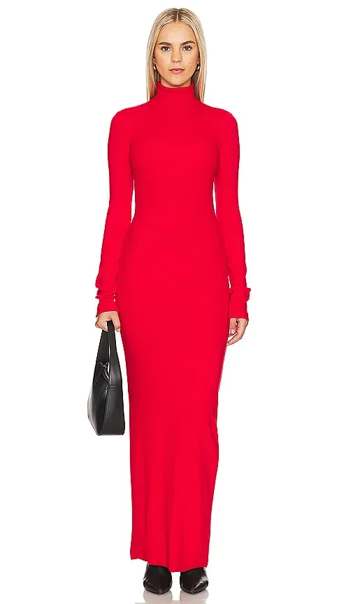 COTTON CITIZEN The Verona Turtleneck Maxi Dress in Red