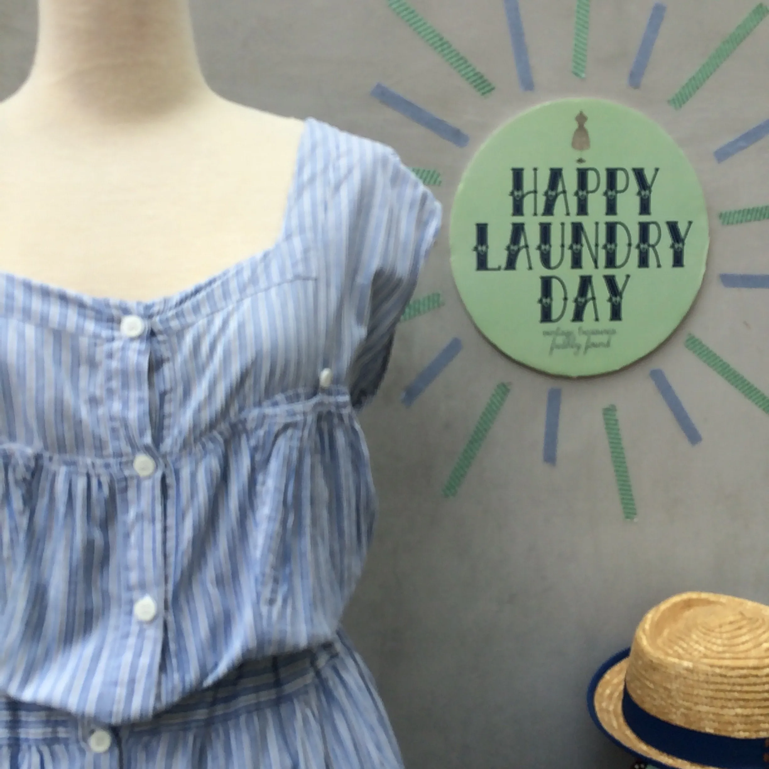 Cotton Country | Vintage 1980s 1990s cotton Linen-style vertical stripes Sun Dress