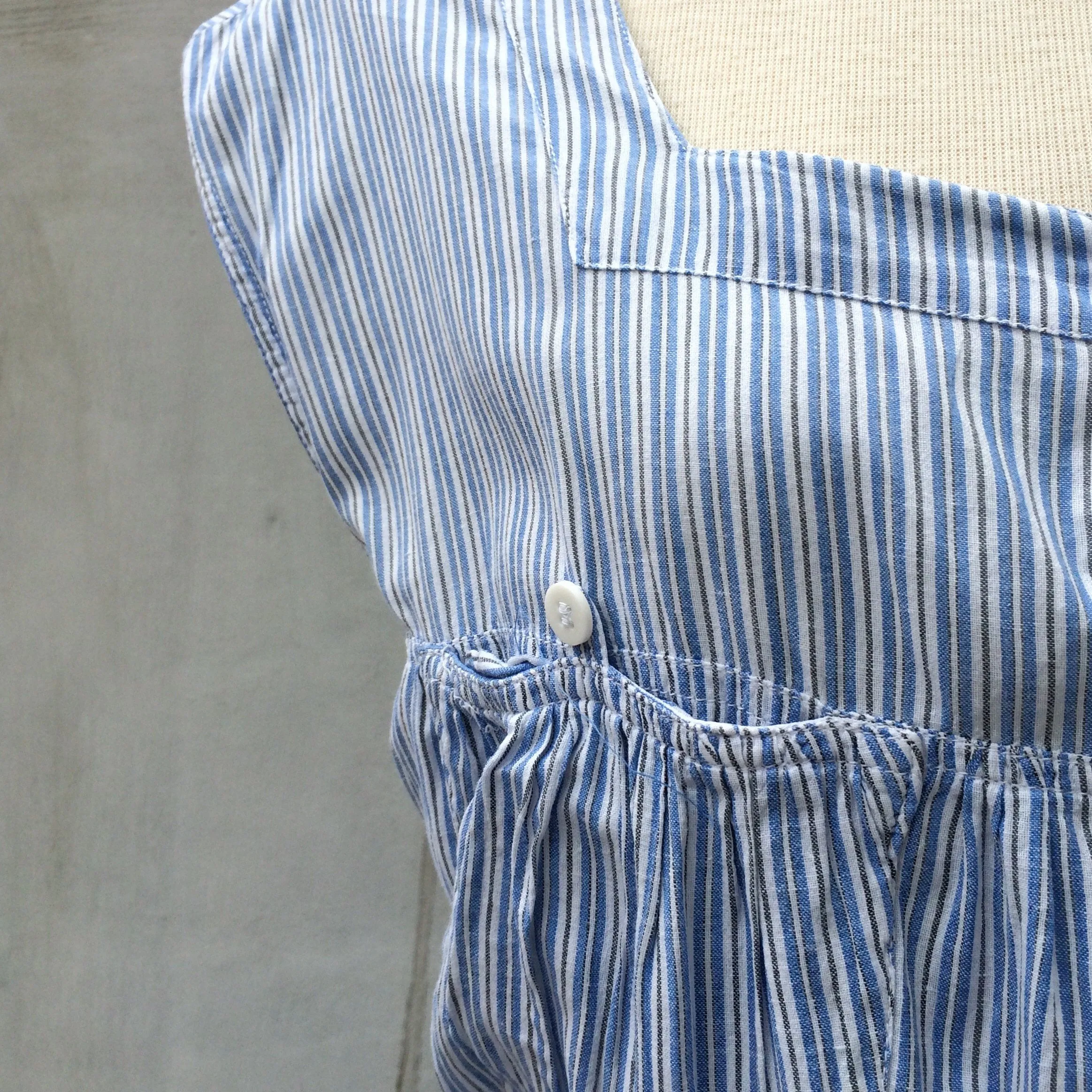 Cotton Country | Vintage 1980s 1990s cotton Linen-style vertical stripes Sun Dress