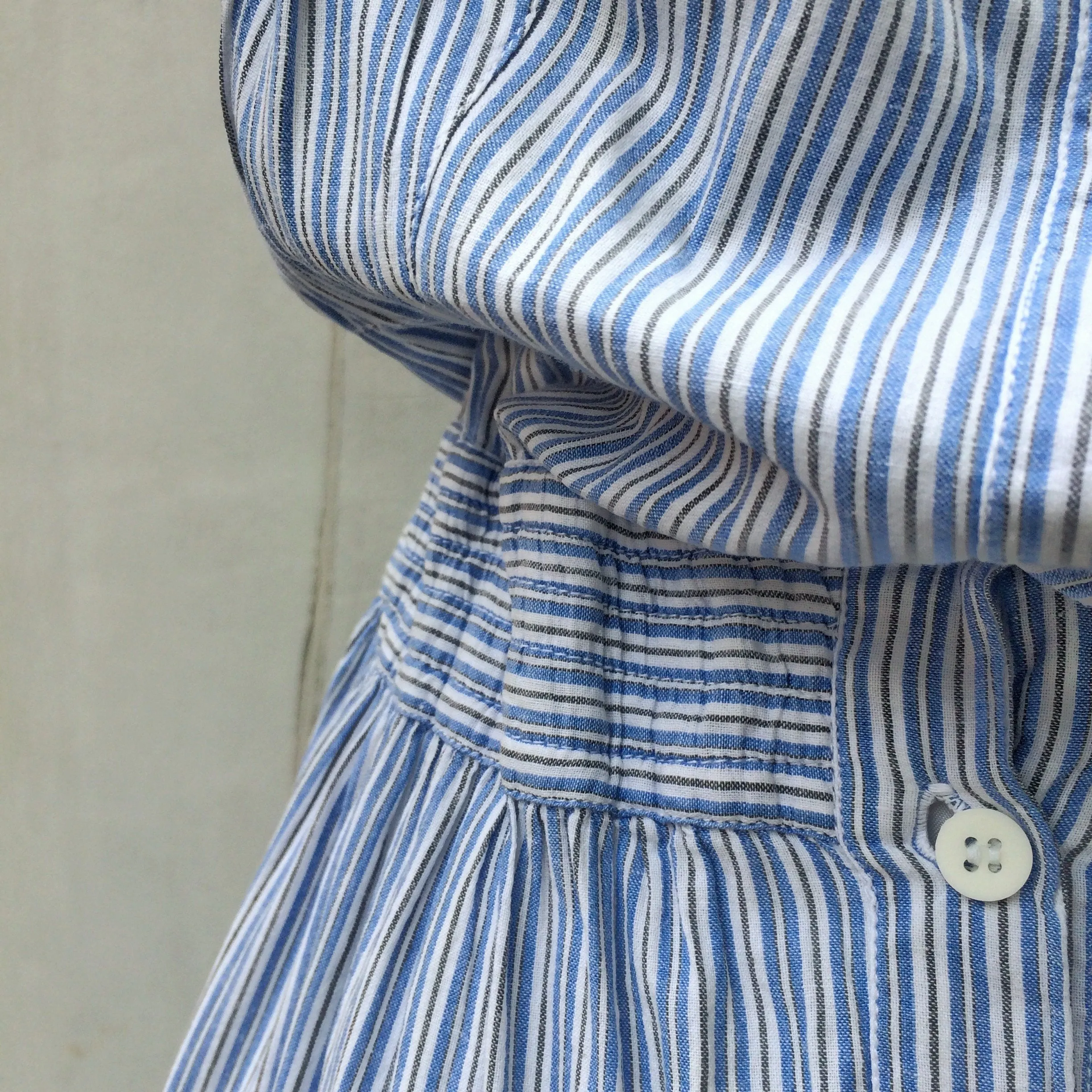 Cotton Country | Vintage 1980s 1990s cotton Linen-style vertical stripes Sun Dress
