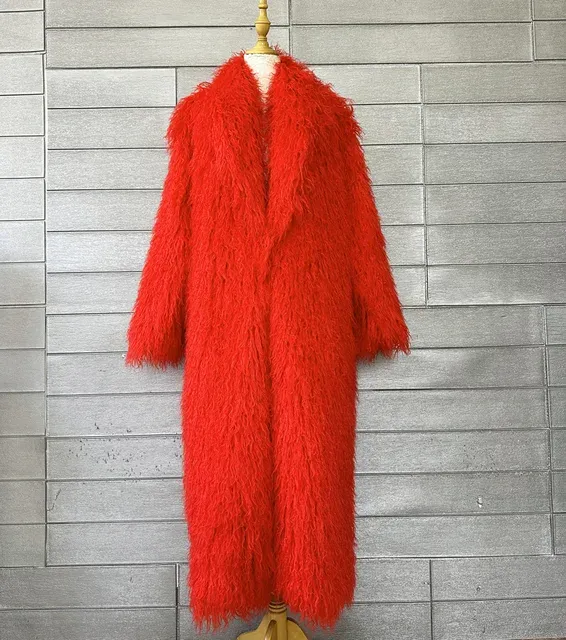 Crop or Full Length Mongolian Faux Fur Coat (Ready to Ship)