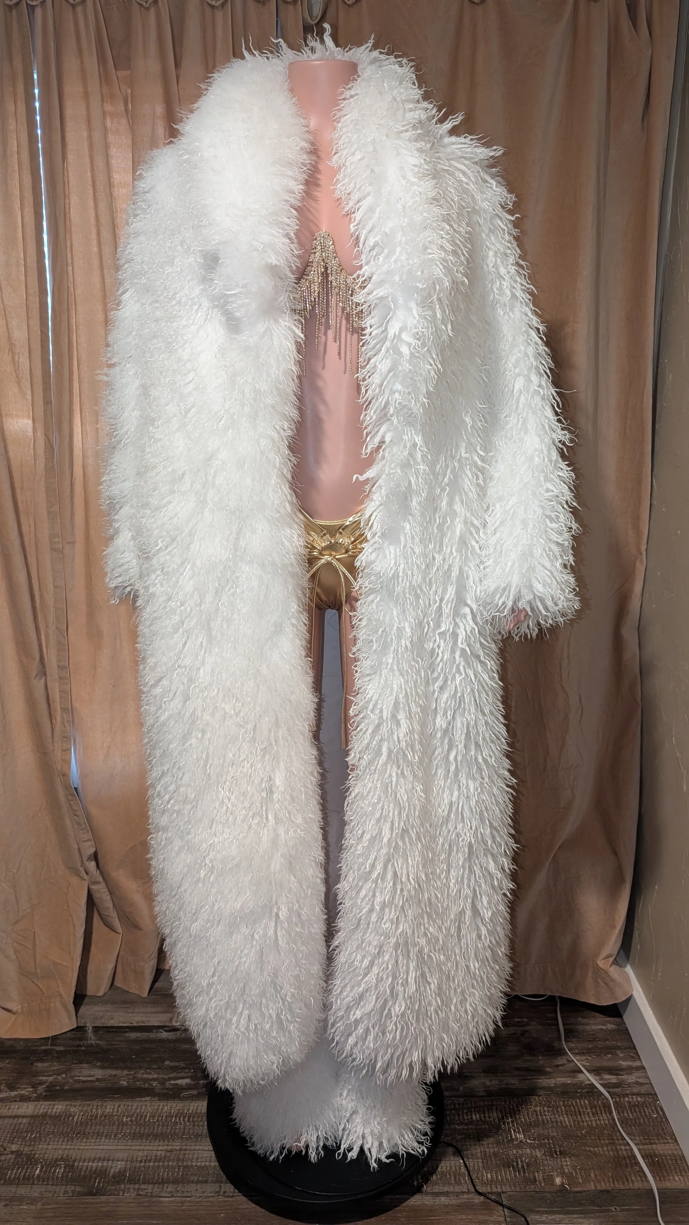 Crop or Full Length Mongolian Faux Fur Coat (Ready to Ship)