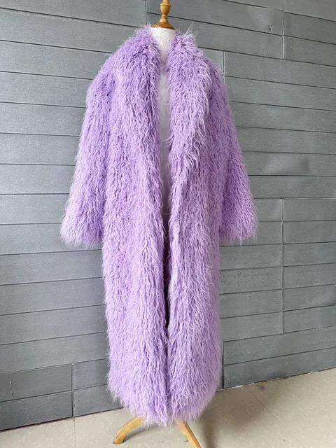 Crop or Full Length Mongolian Faux Fur Coat (Ready to Ship)