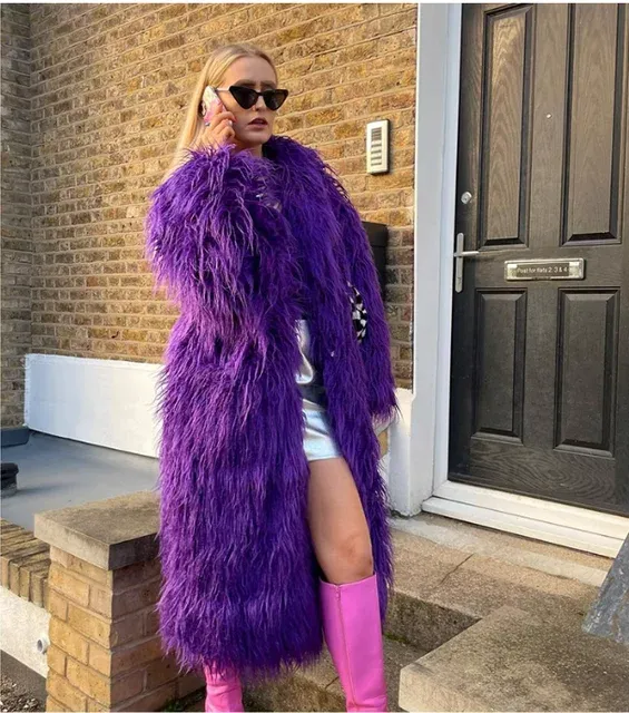 Crop or Full Length Mongolian Faux Fur Coat (Ready to Ship)