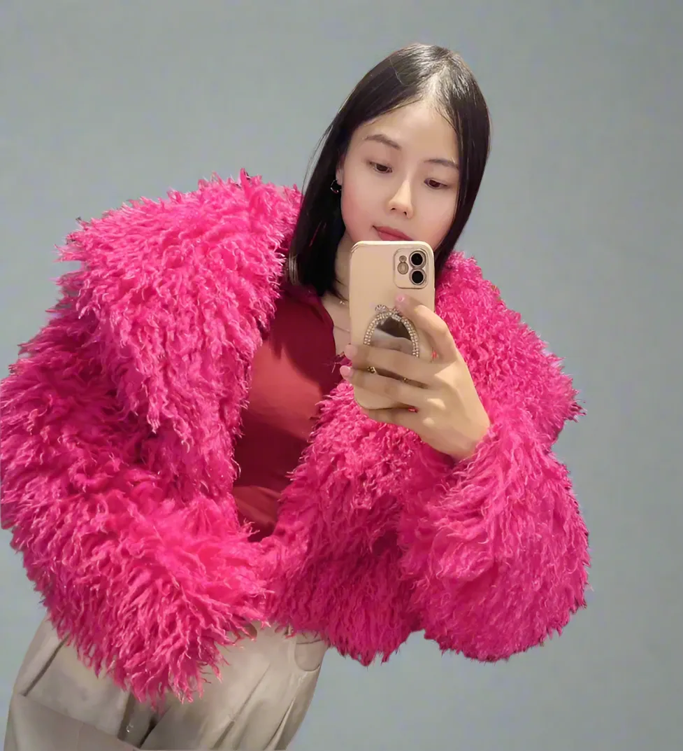 Crop or Full Length Mongolian Faux Fur Coat (Ready to Ship)