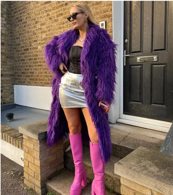 Crop or Full Length Mongolian Faux Fur Coat (Ready to Ship)