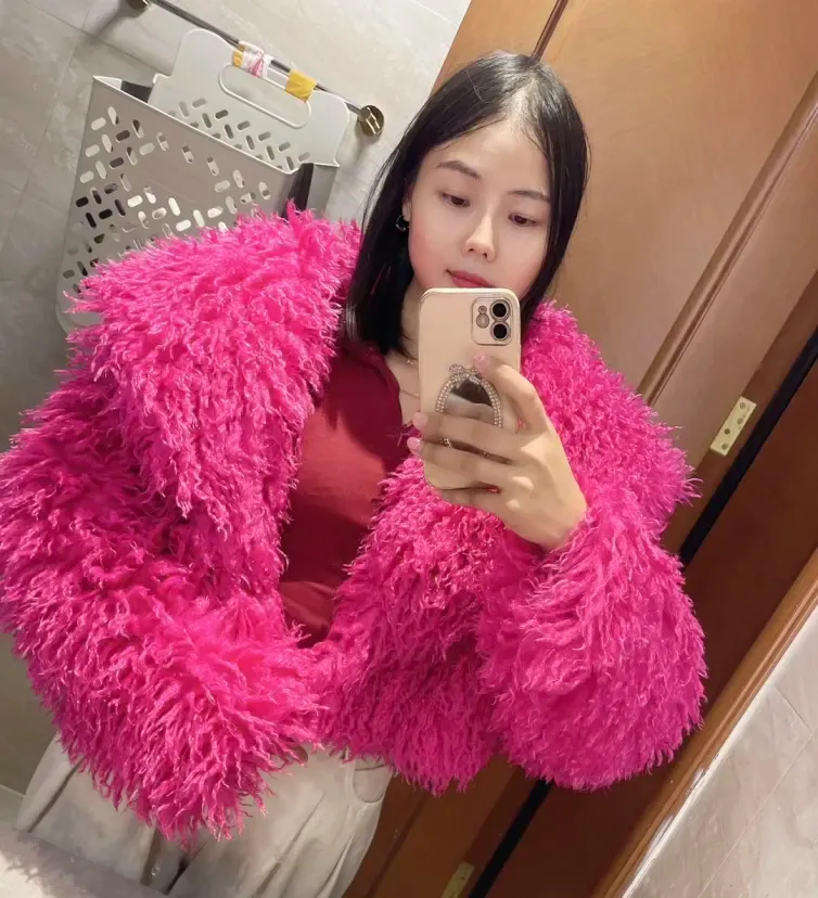 Crop or Full Length Mongolian Faux Fur Coat (Ready to Ship)