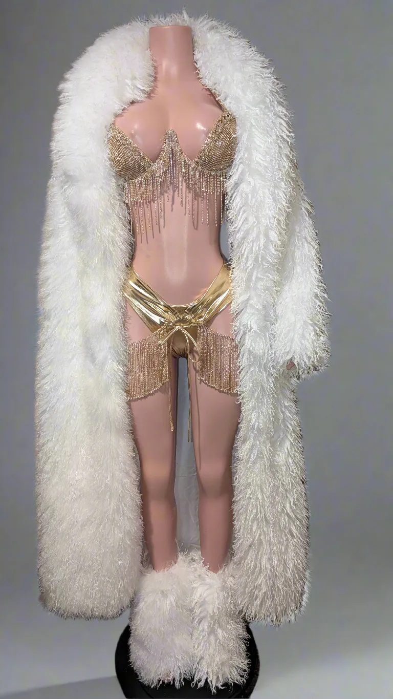 Crop or Full Length Mongolian Faux Fur Coat (Ready to Ship)