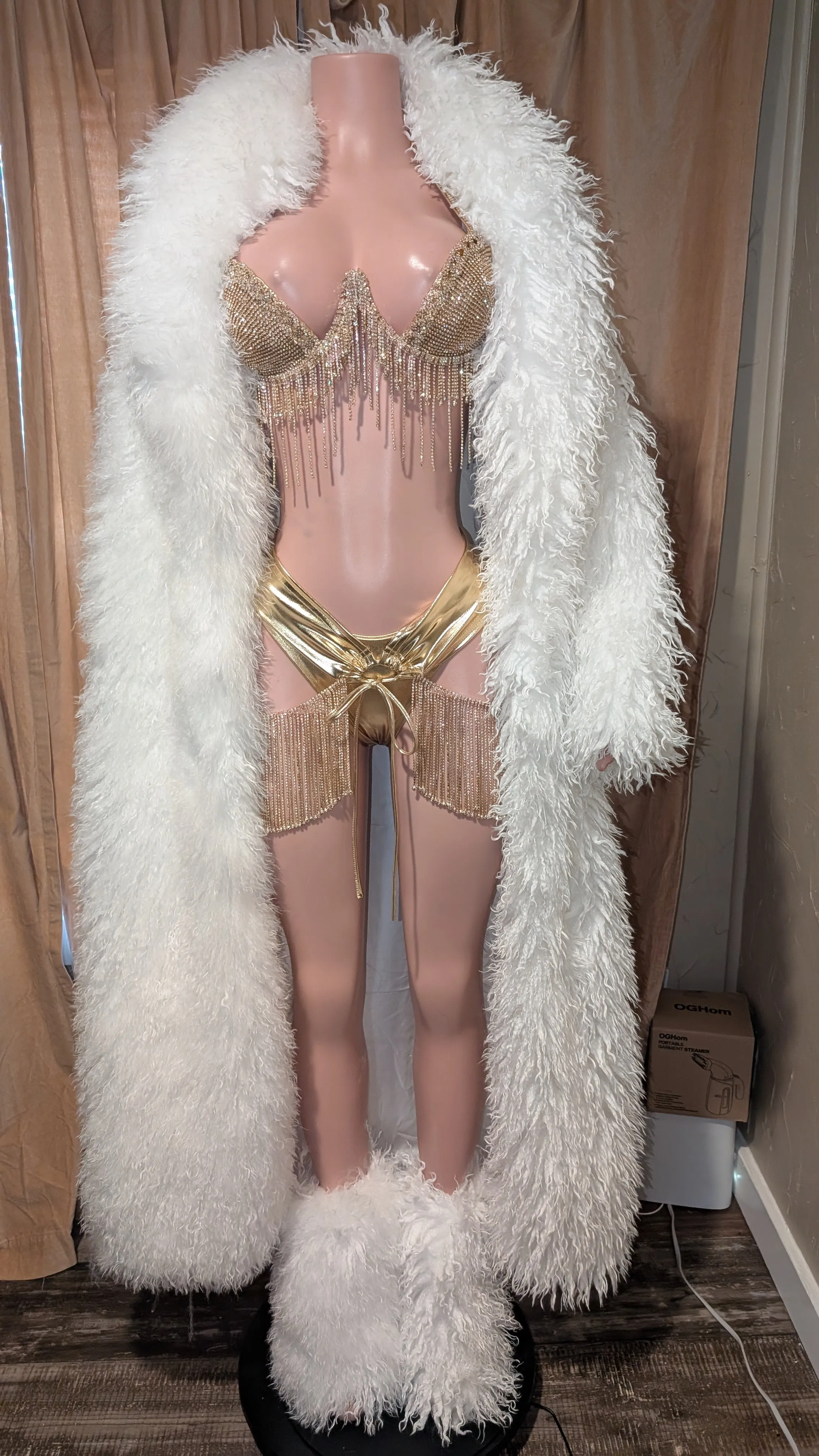 Crop or Full Length Mongolian Faux Fur Coat (Ready to Ship)