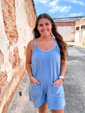 Debra Solid Cotton Gauze Romper