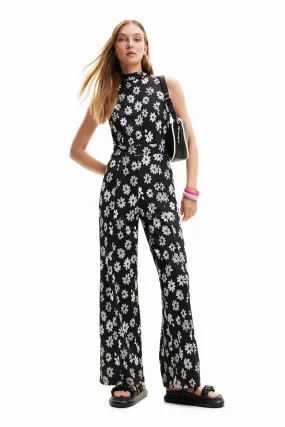 Desigual Lana Black & White Sleeveless Belted 1960s Jumpsuit 24SWPK06