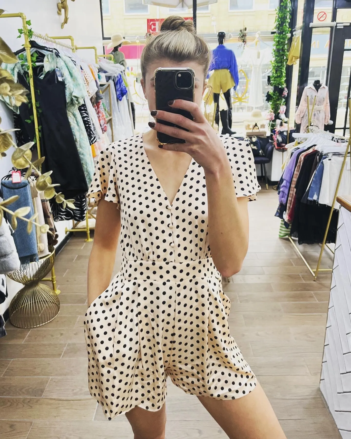 Dusky Pink Polka Dot Playsuit Jumpsuit