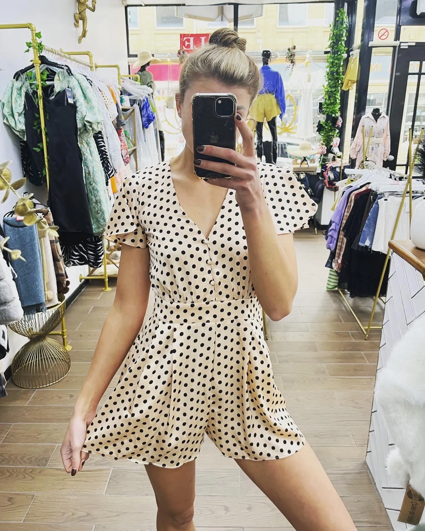Dusky Pink Polka Dot Playsuit Jumpsuit