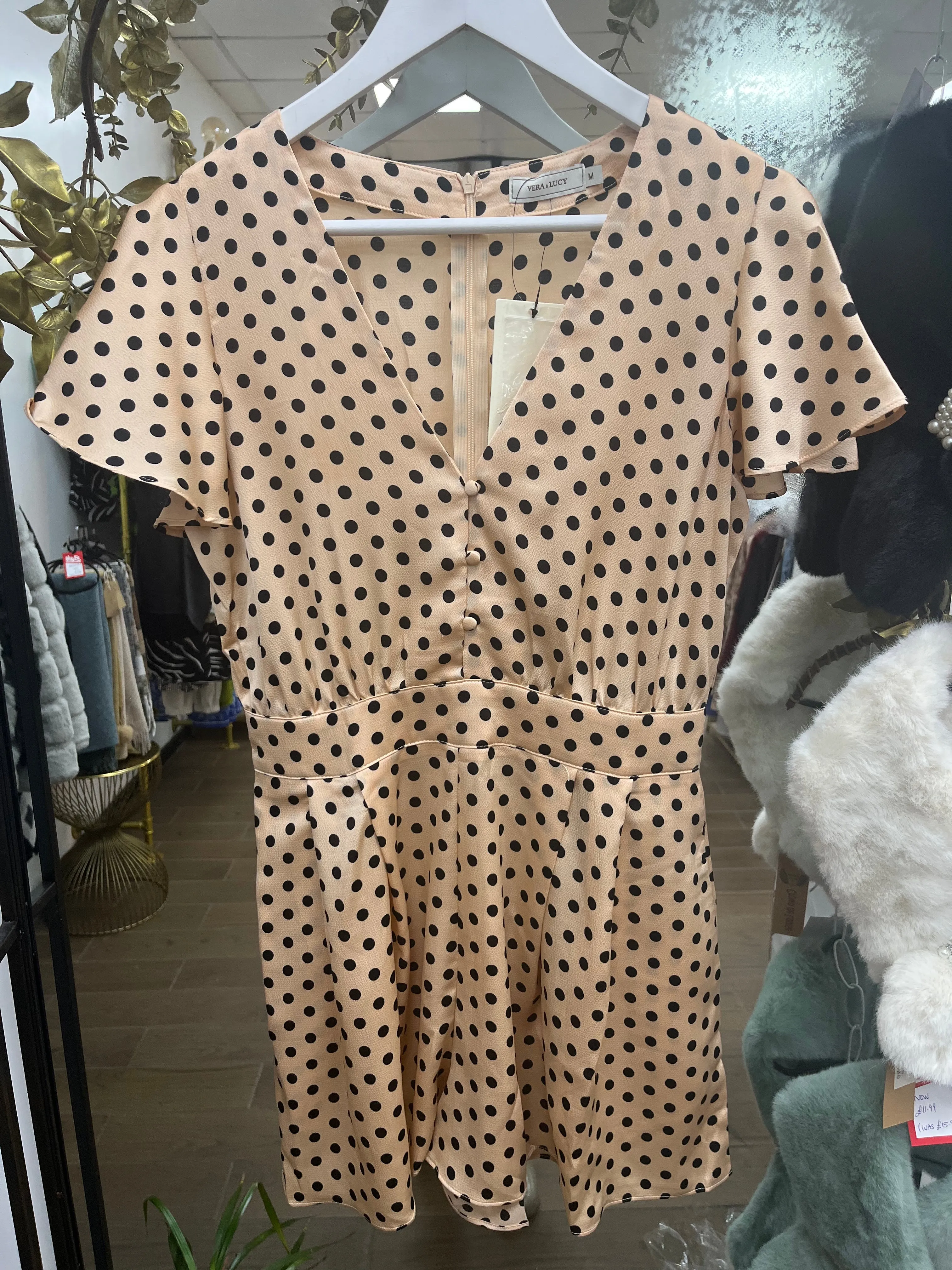 Dusky Pink Polka Dot Playsuit Jumpsuit