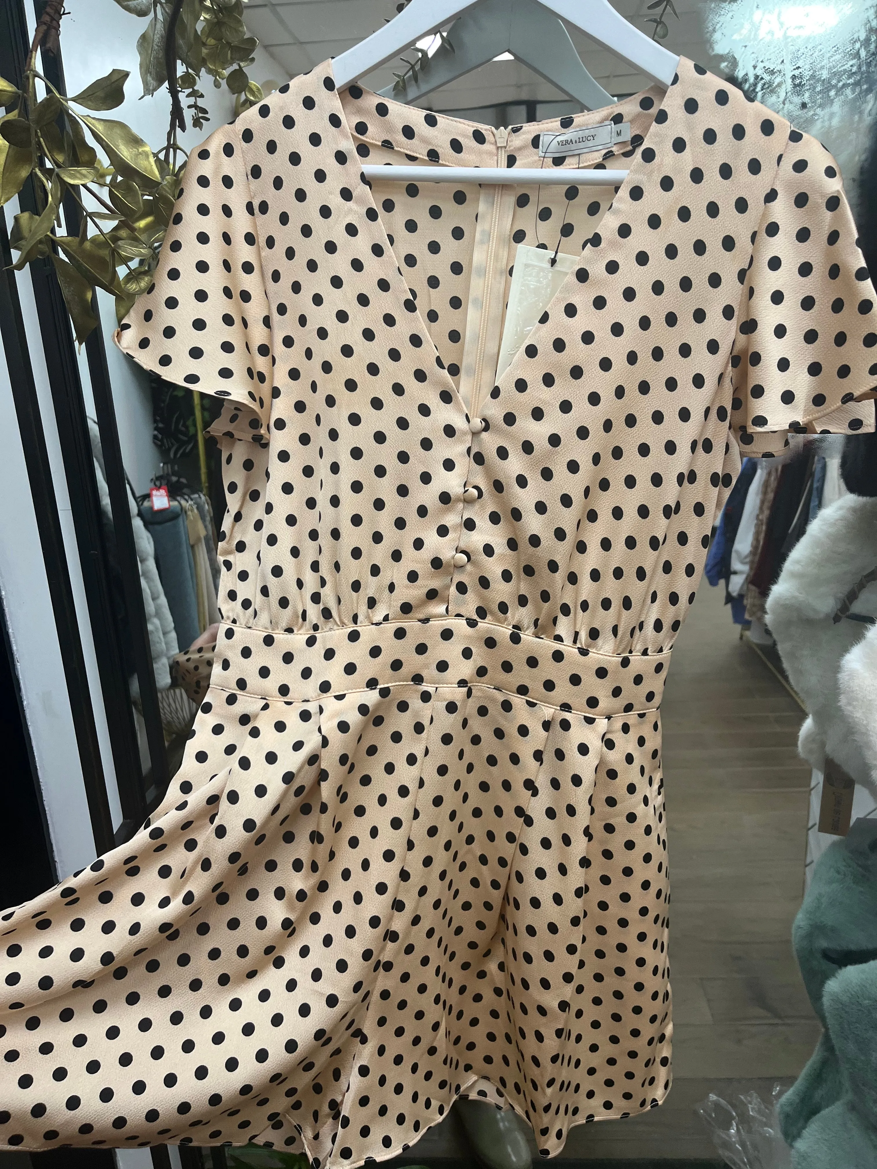 Dusky Pink Polka Dot Playsuit Jumpsuit