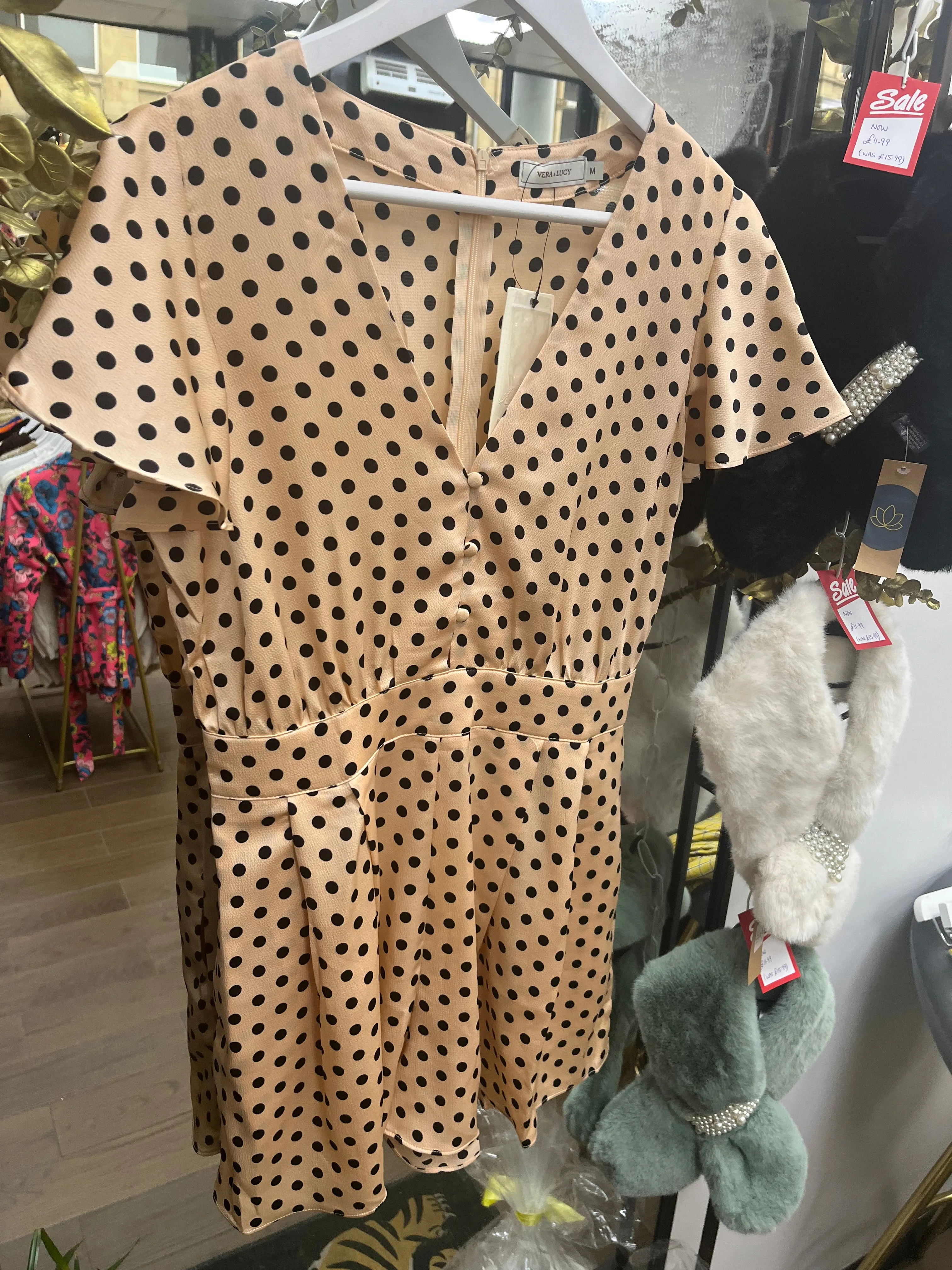 Dusky Pink Polka Dot Playsuit Jumpsuit