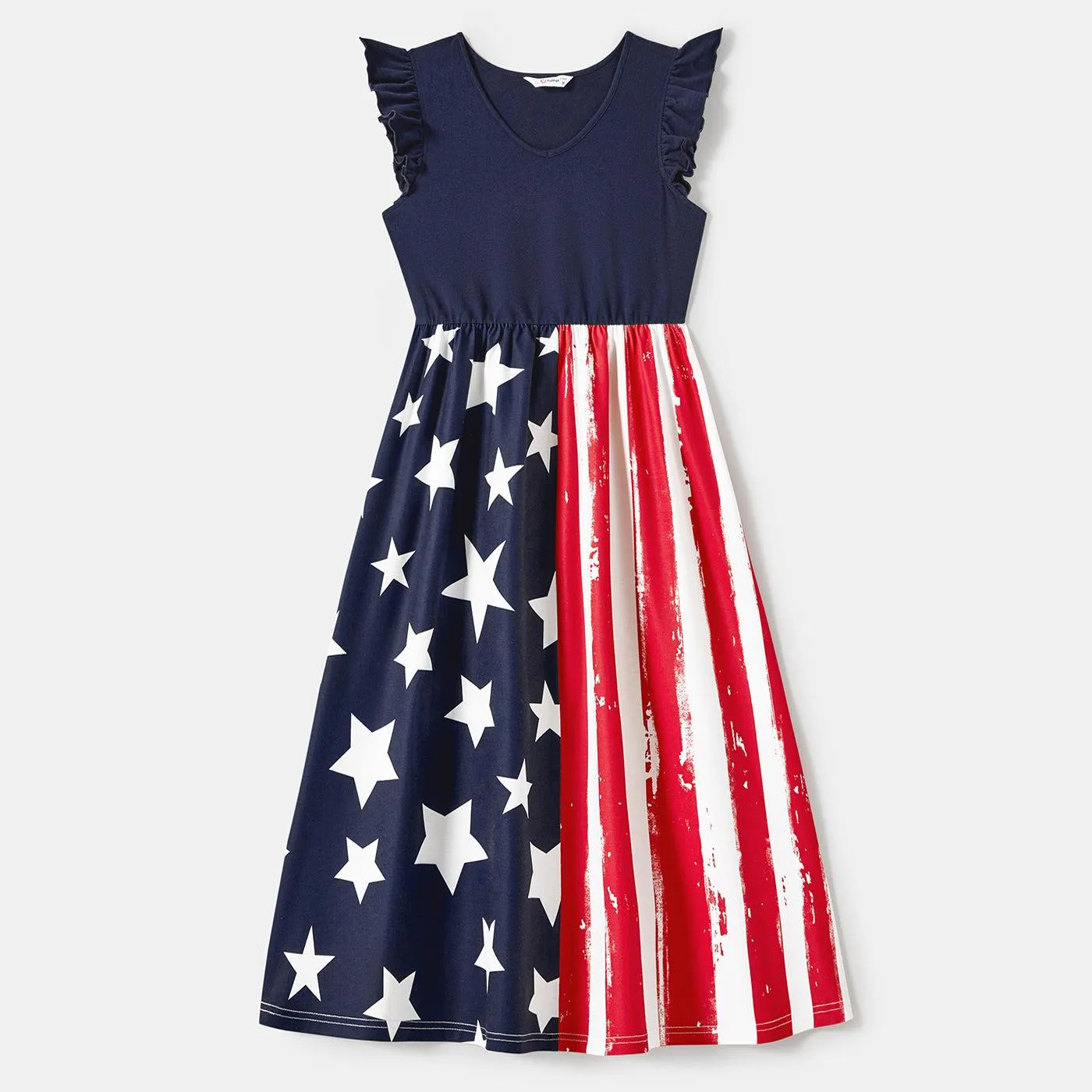 Family Matching Outfits Independence Day Stars & Striped Print Dresses and T-Shirts