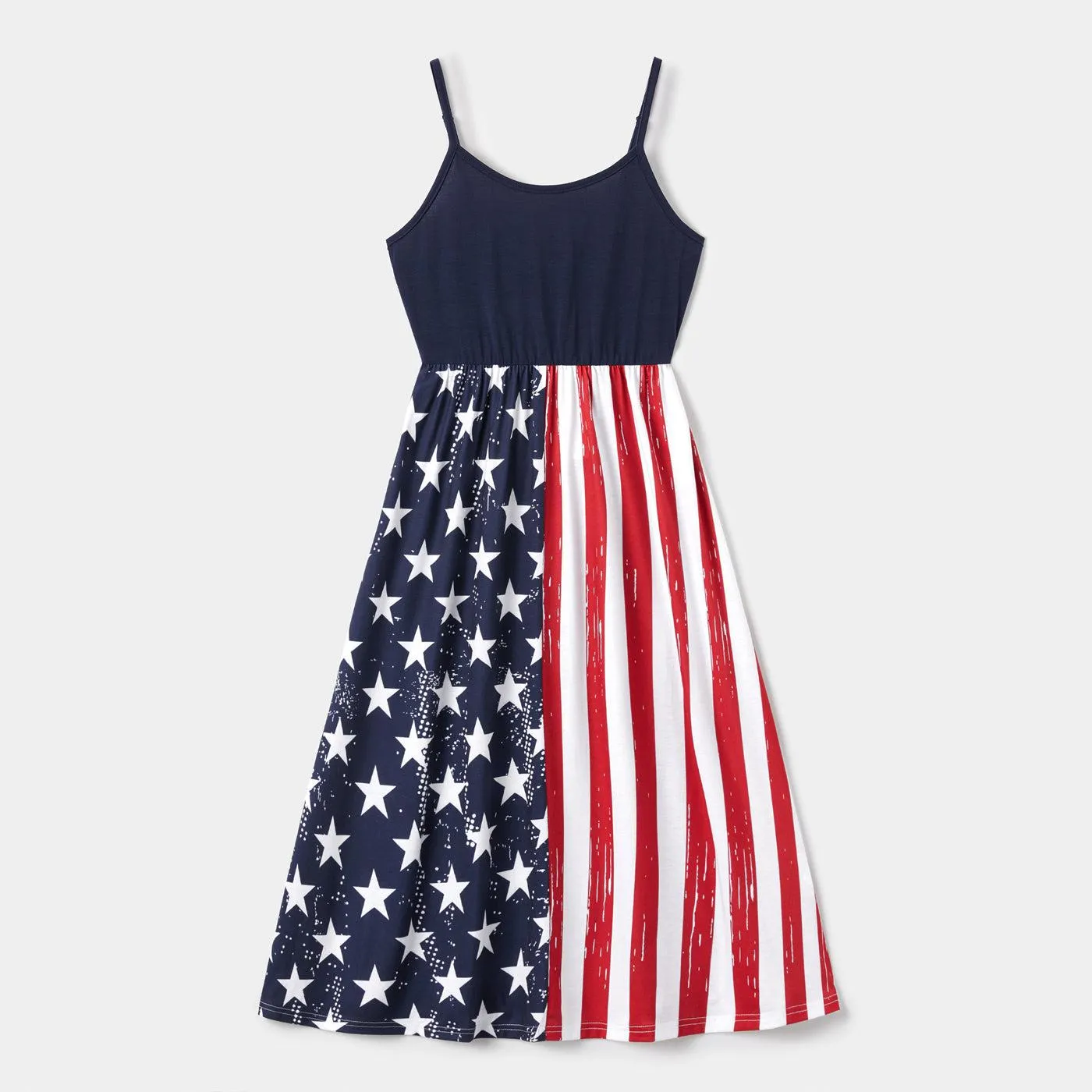 Family Matching Outfits Independence Day Stars & Striped Print Dresses and T-Shirts