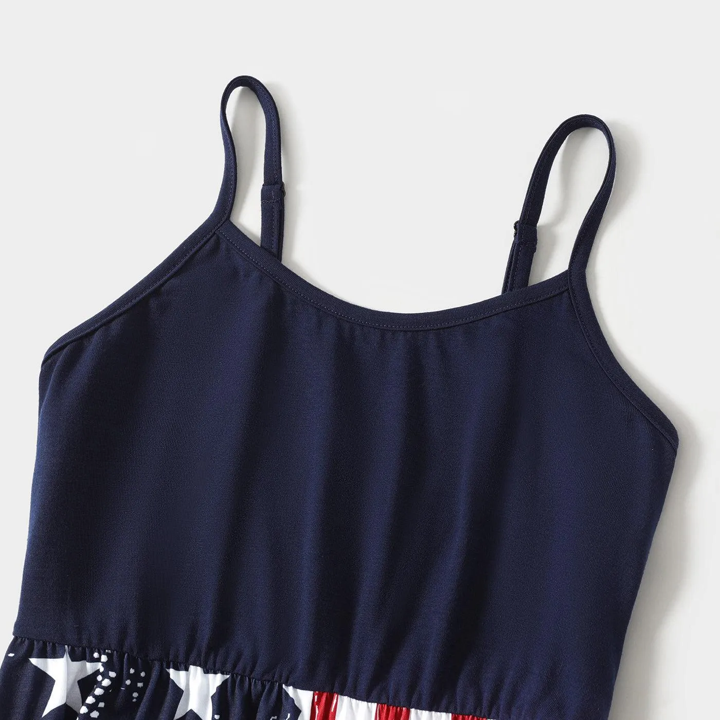 Family Matching Outfits Independence Day Stars & Striped Print Dresses and T-Shirts