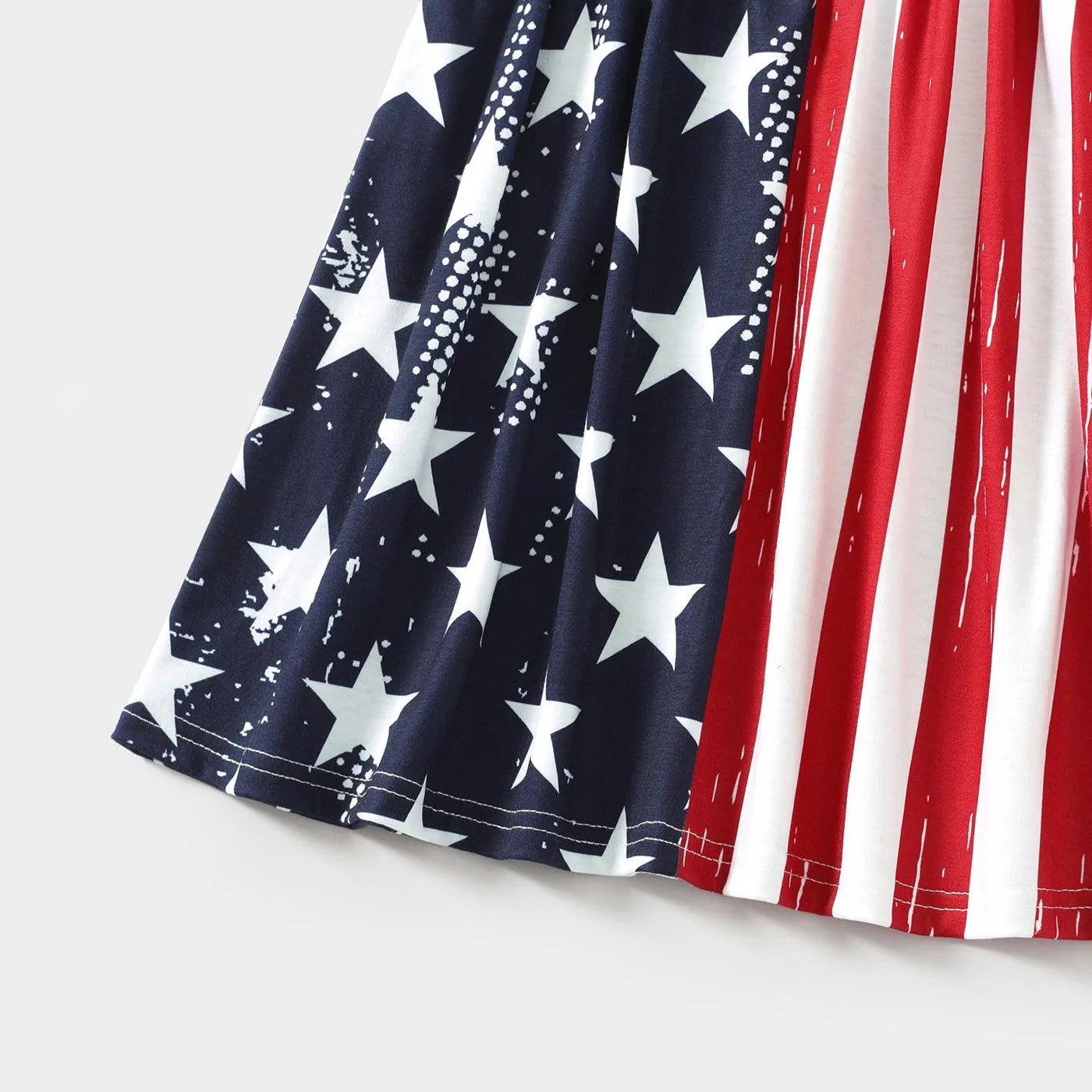 Family Matching Outfits Independence Day Stars & Striped Print Dresses and T-Shirts