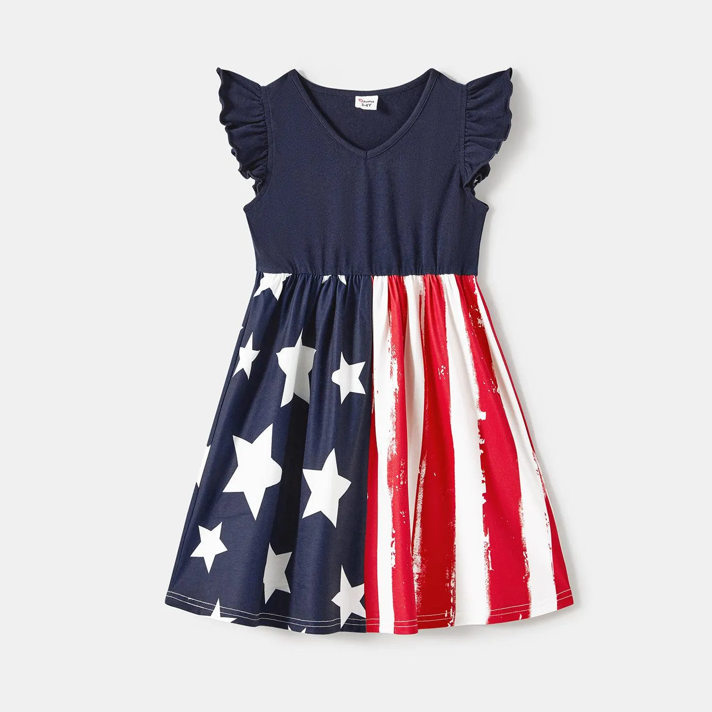 Family Matching Outfits Independence Day Stars & Striped Print Dresses and T-Shirts