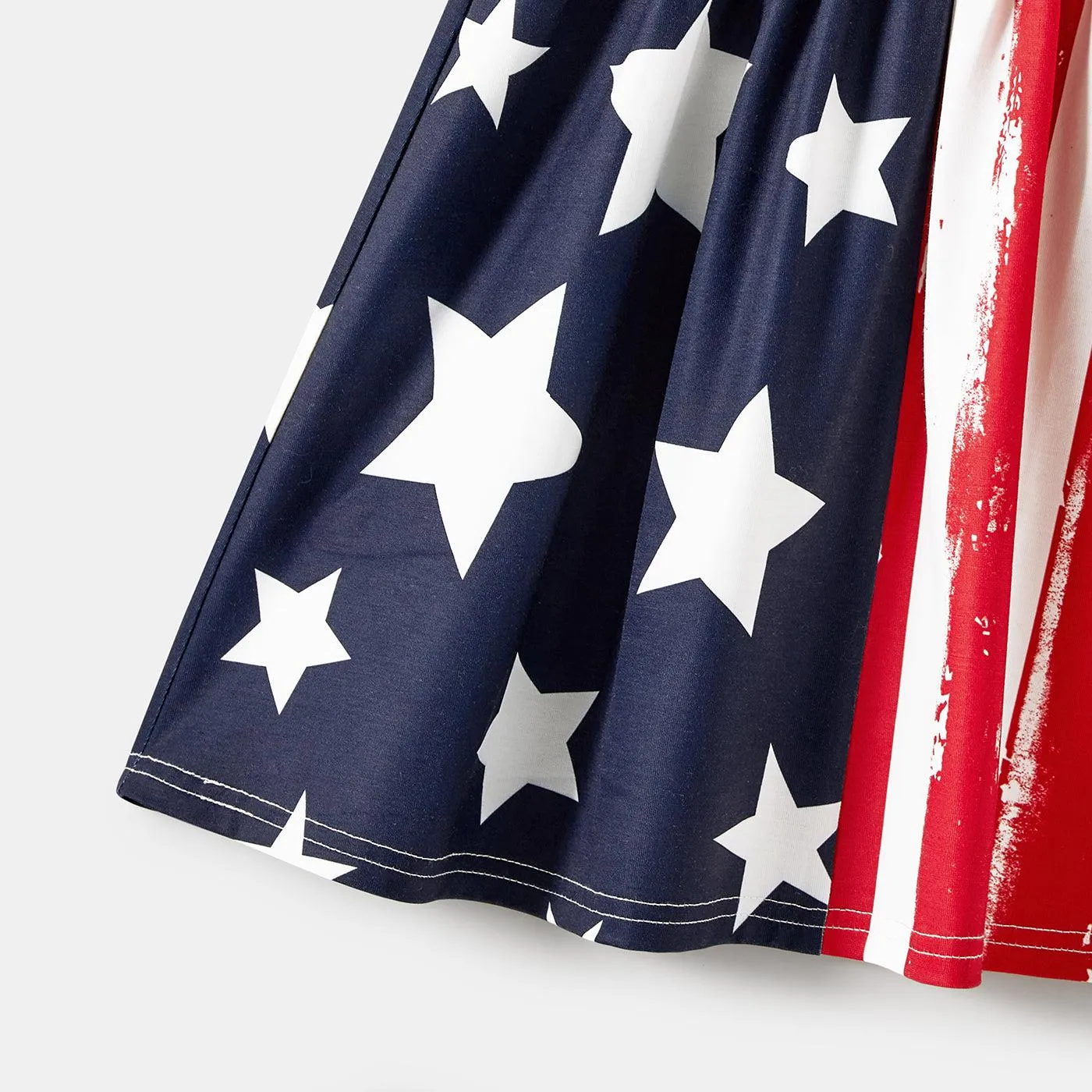 Family Matching Outfits Independence Day Stars & Striped Print Dresses and T-Shirts