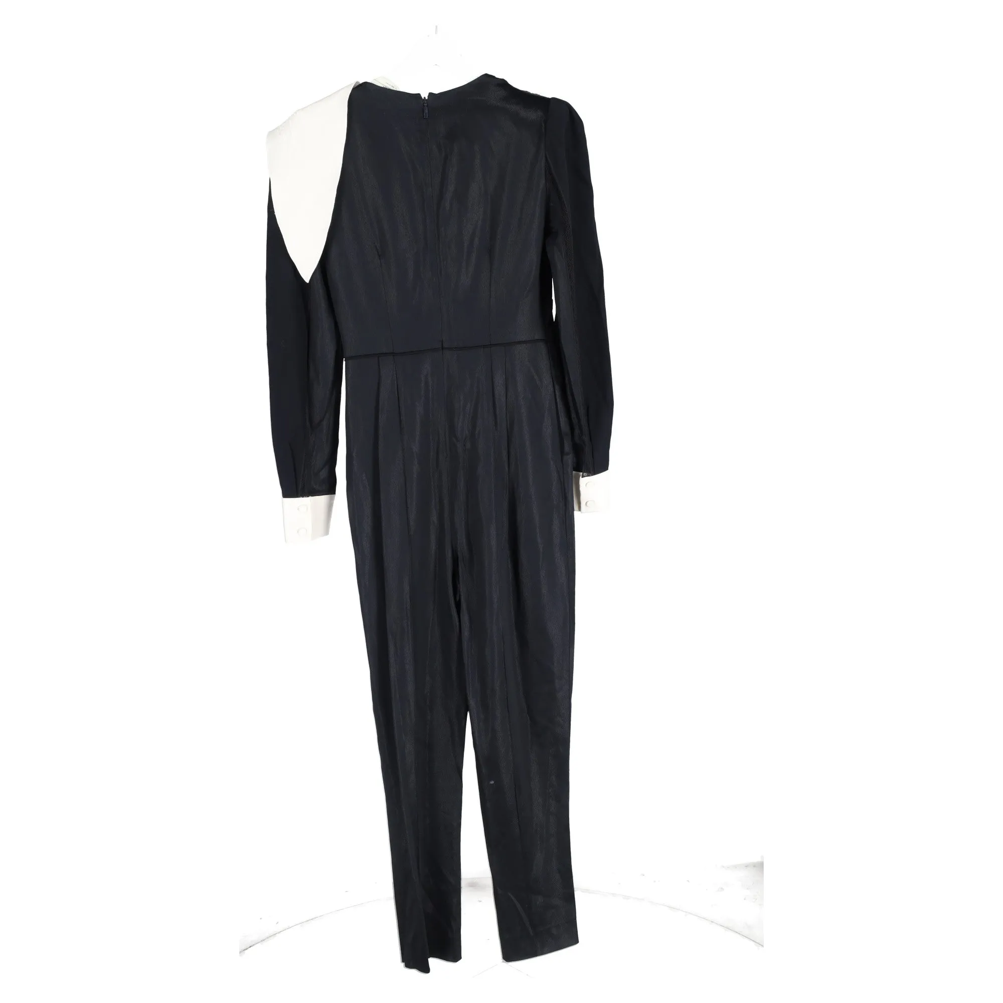Fendi Scarf Detail Long Sleeve Jumpsuit in Black Polyester