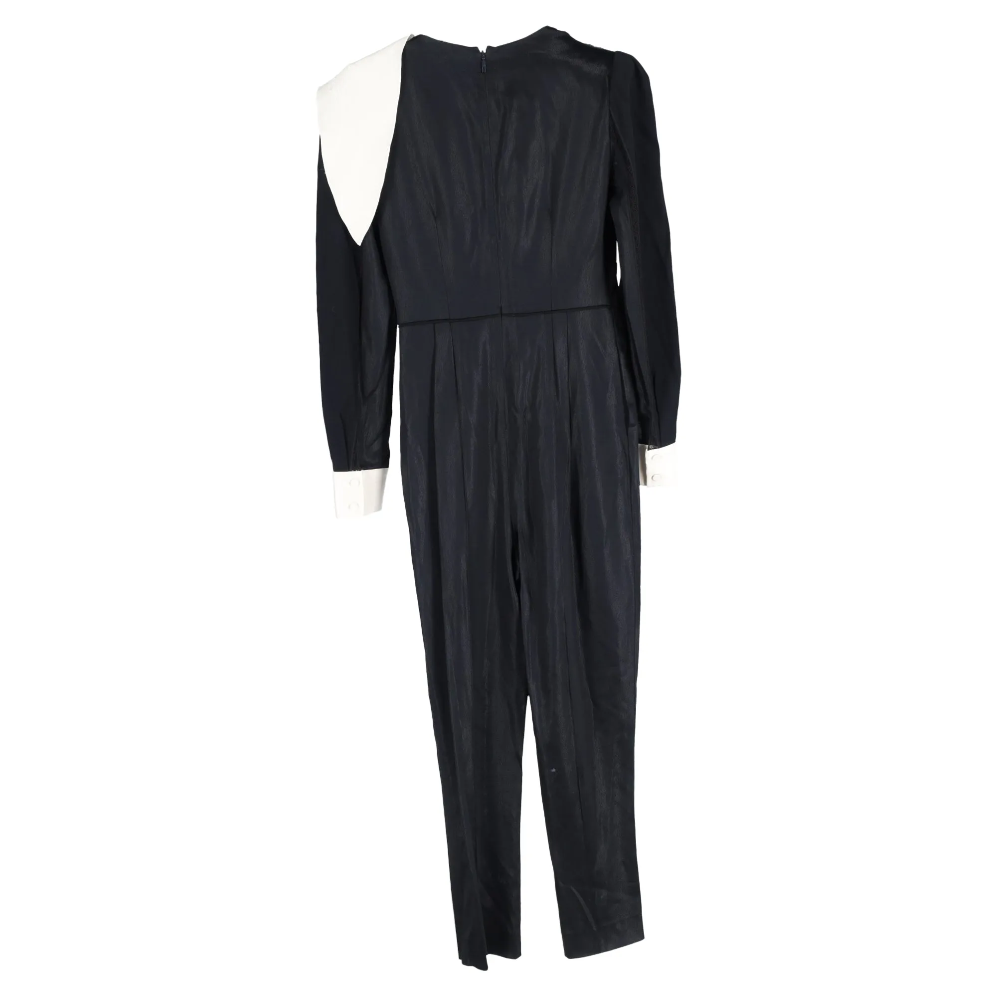 Fendi Scarf Detail Long Sleeve Jumpsuit in Black Polyester